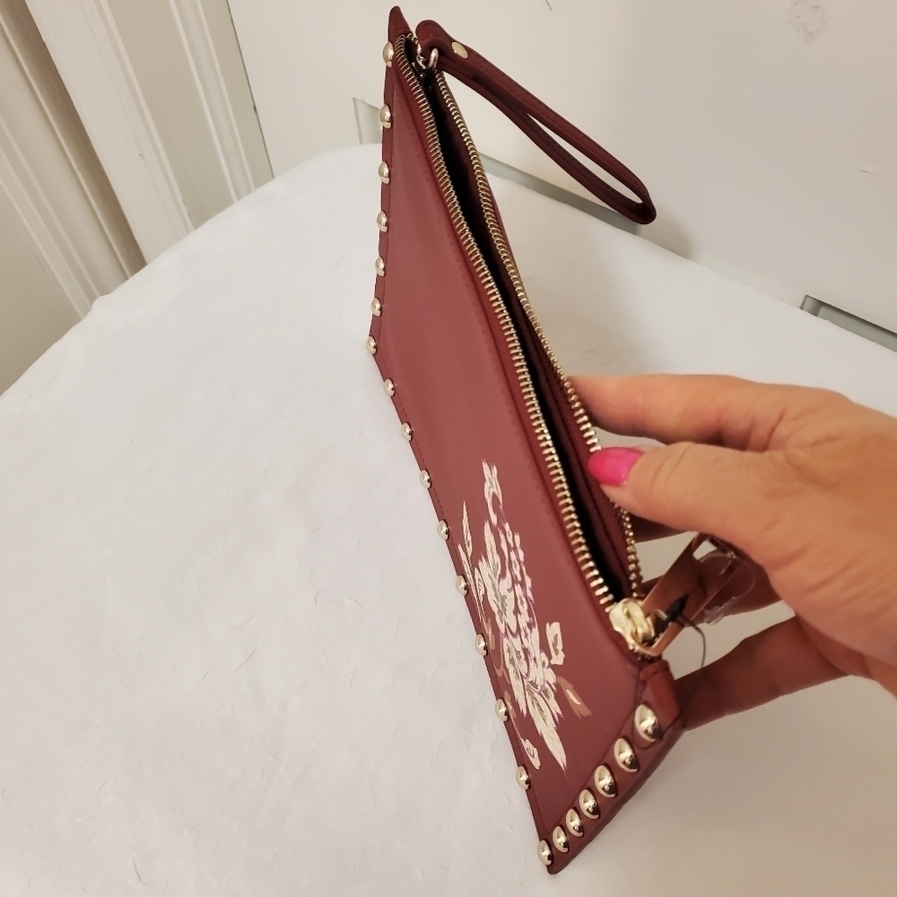 NWOT White House Black Market Large Studded Maroon Clutch - Picture 6 of 6